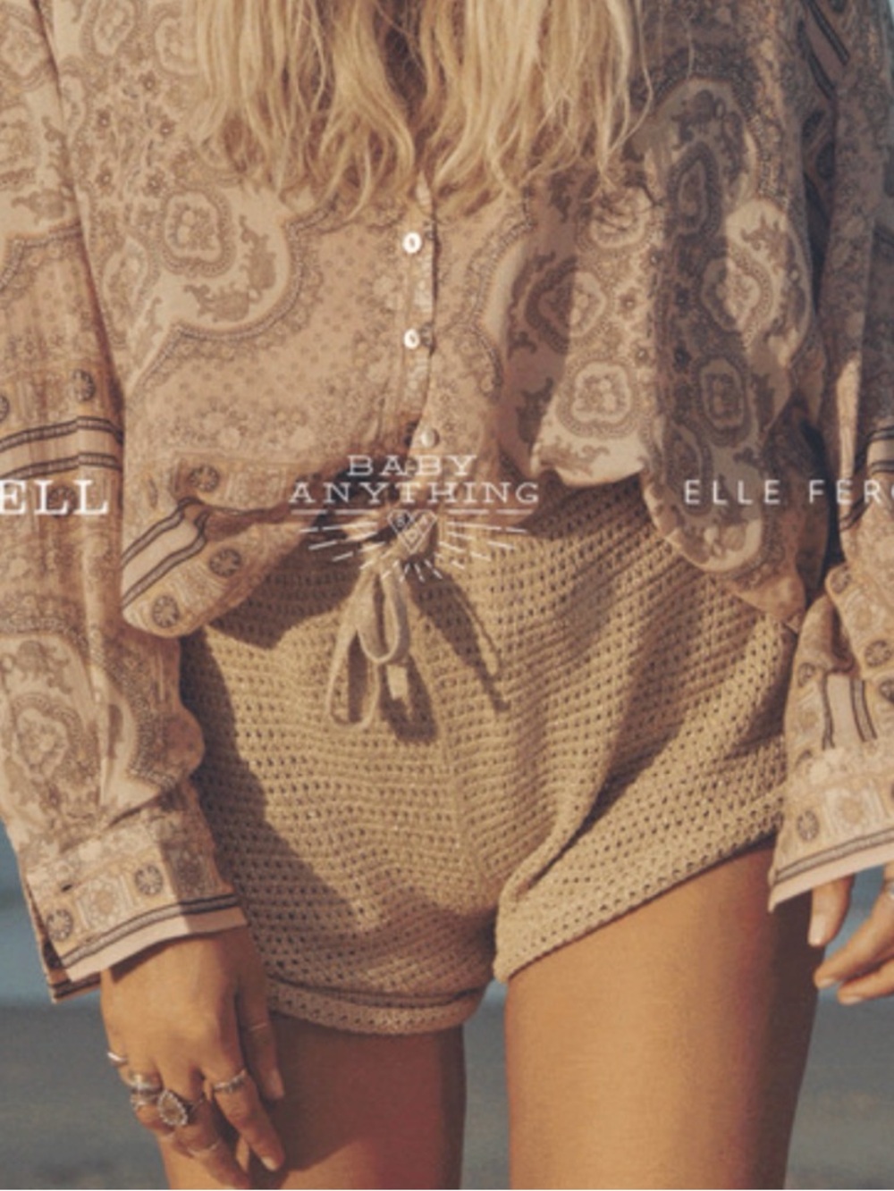 Spell x Elle Ferguson knit short gold